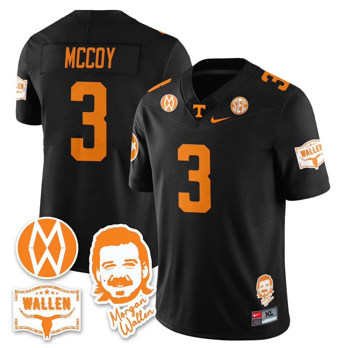 Jermod McCoy Jersey #3 Tennessee Vols Morgan Wallen 2025 Stitched