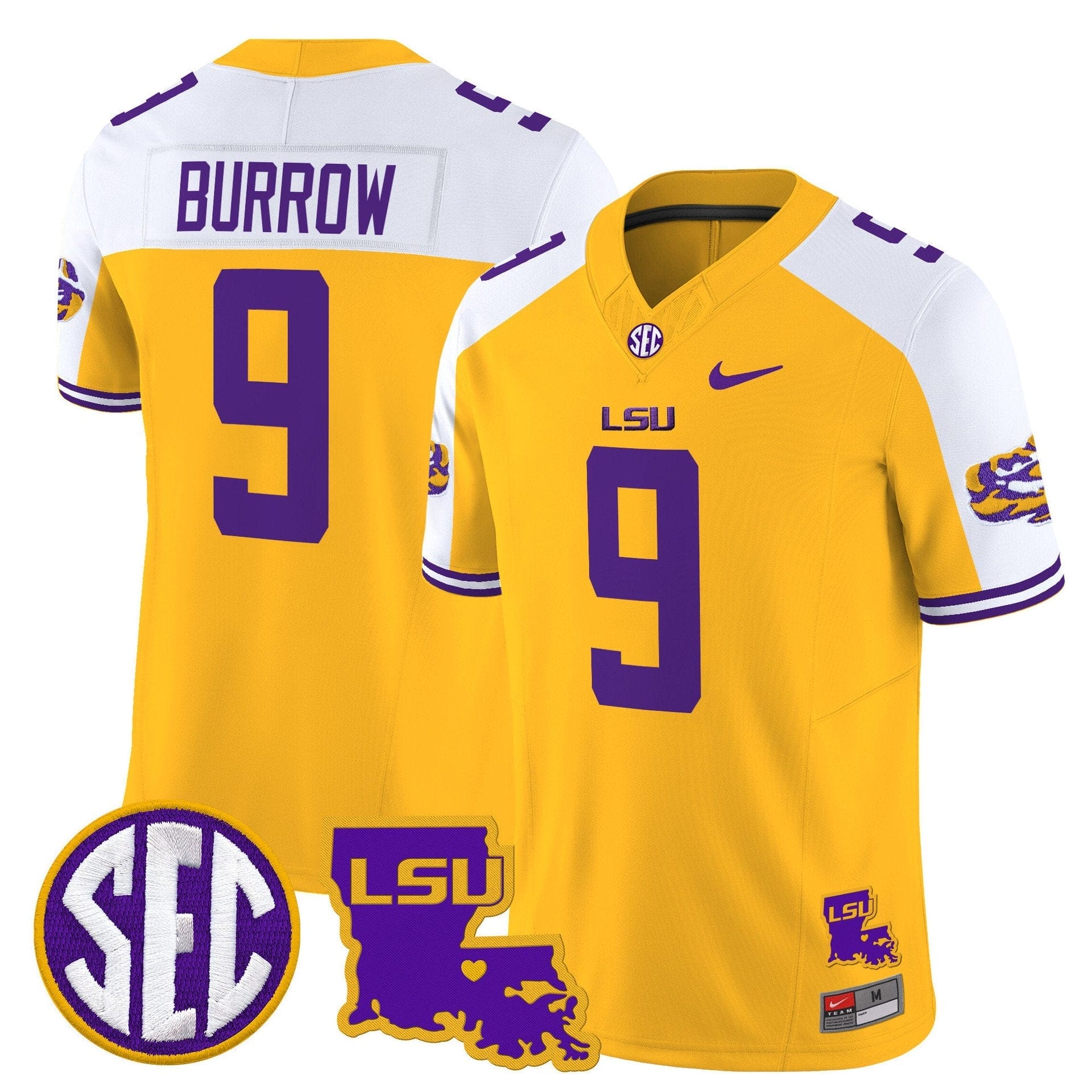 Joe Burrow Jersey #9 LSU Tigers 2025 Louisiana Patch Stitched - Image 3