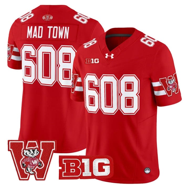 Mad Town Jersey #608 Wisconsin Badgers Throwback Stitched - Image 5
