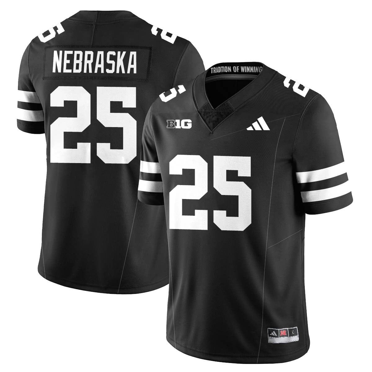 Nebraska Jersey #25 Nebraska Football 2025 Blackout Stitched