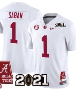 Alternative view of Nick Saban Jersey #1 Alabama 2021 CFP Championship Alabama Map