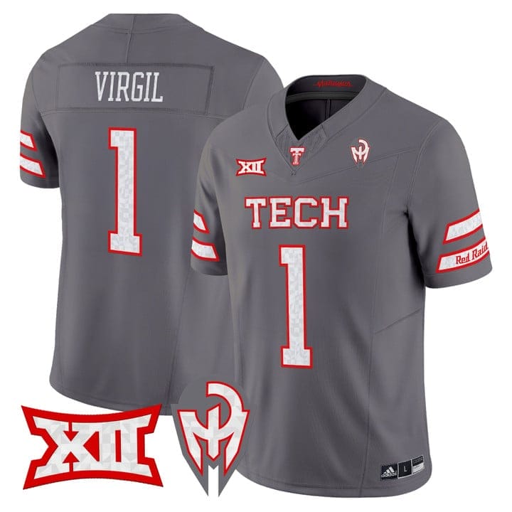 Reggie Virgil Jersey #1 Texas Tech Red Raiders Too Cold Vapor Stitched - Image 2