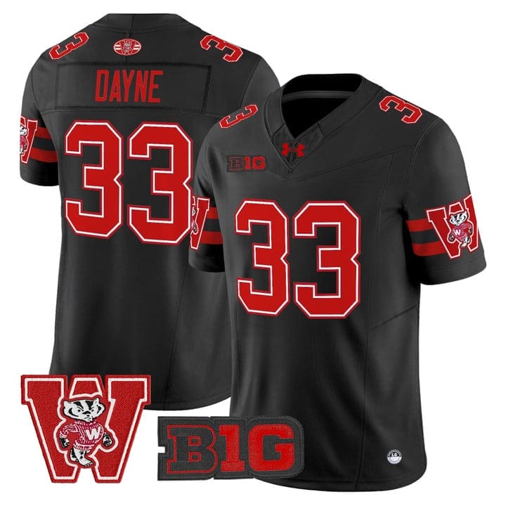 Ron Dayne Jersey #33 Wisconsin Badgers Throwback Stitched
