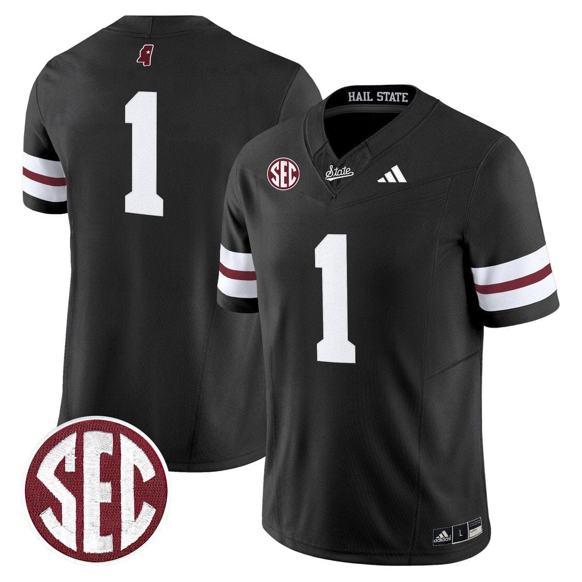 Team Jersey #1 Mississippi State Bulldogs Dark Mode Stitched