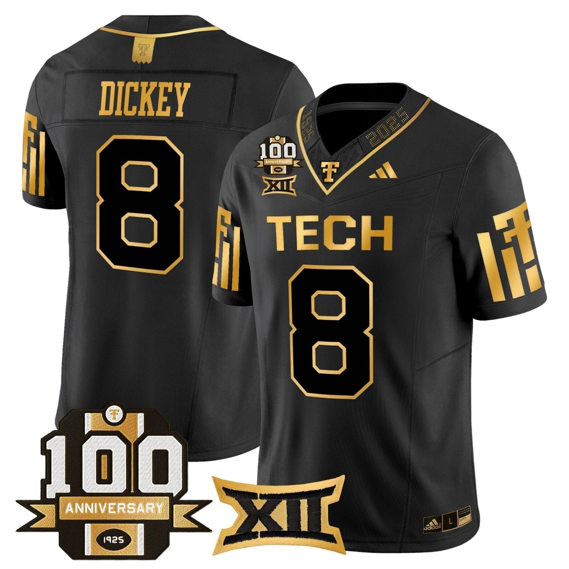 Texas Tech Red Raiders 2025 Gold Vapor Limited Jersey - 100th Anniversary Patch - All Stitched - Image 18
