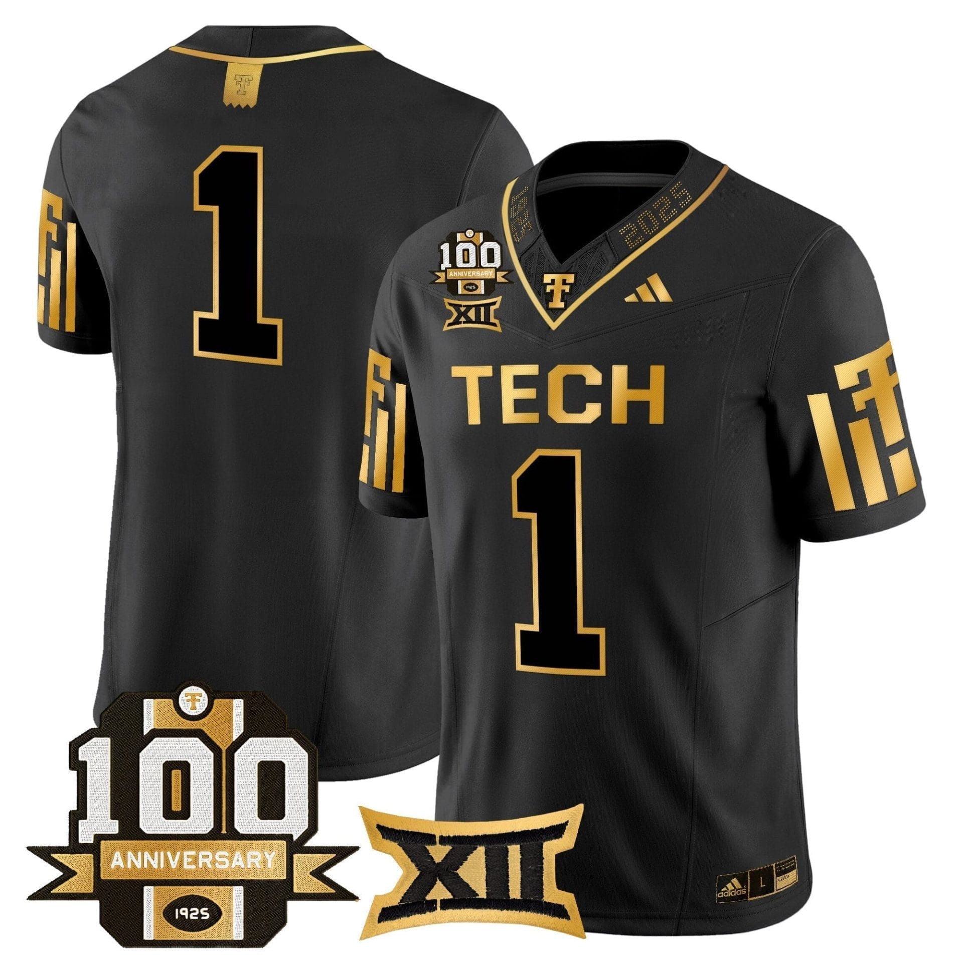 Texas Tech Red Raiders 2025 Gold Vapor Limited Jersey - 100th Anniversary Patch - All Stitched - Image 24