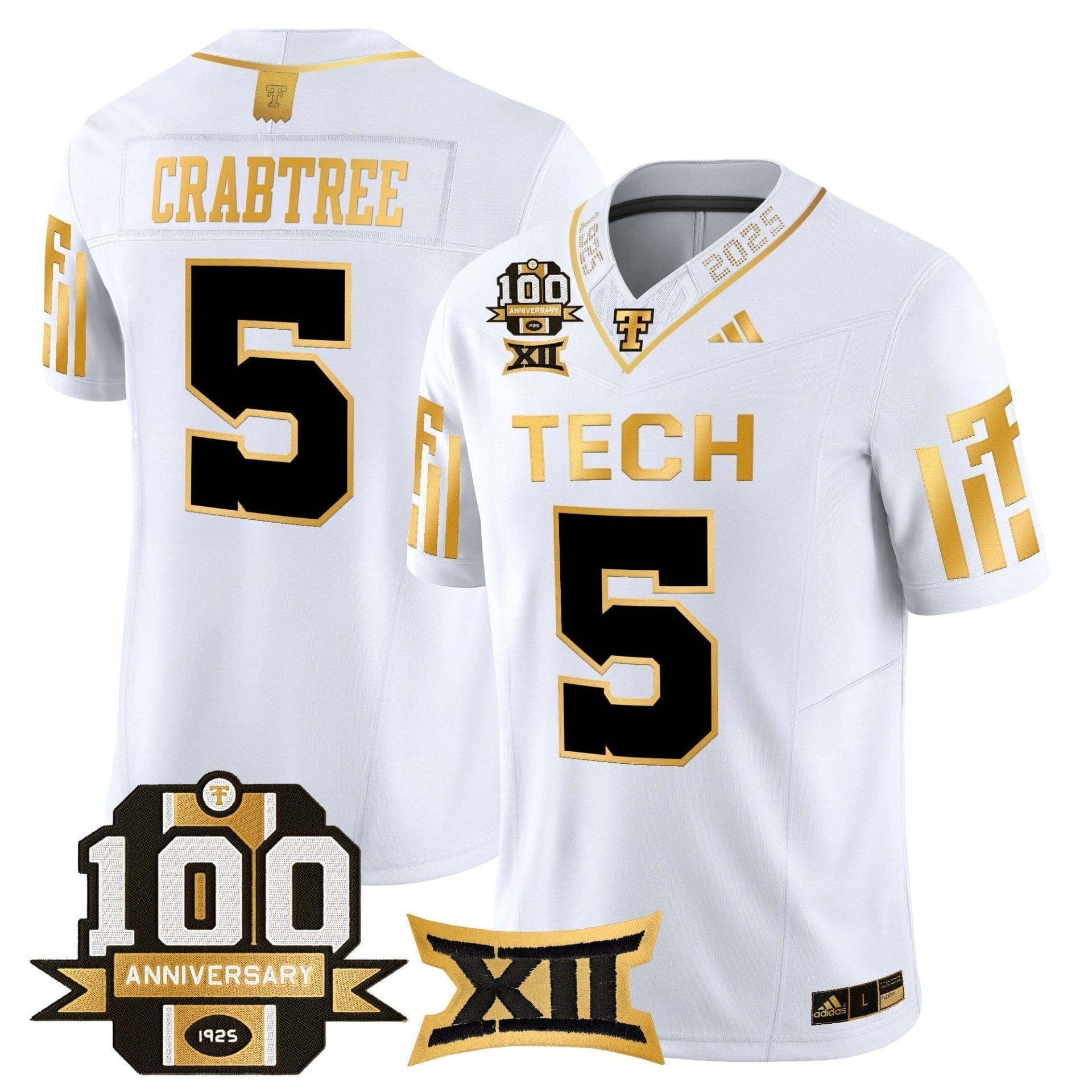 Texas Tech Red Raiders 2025 Gold Vapor Limited Jersey - 100th Anniversary Patch - All Stitched - Image 28