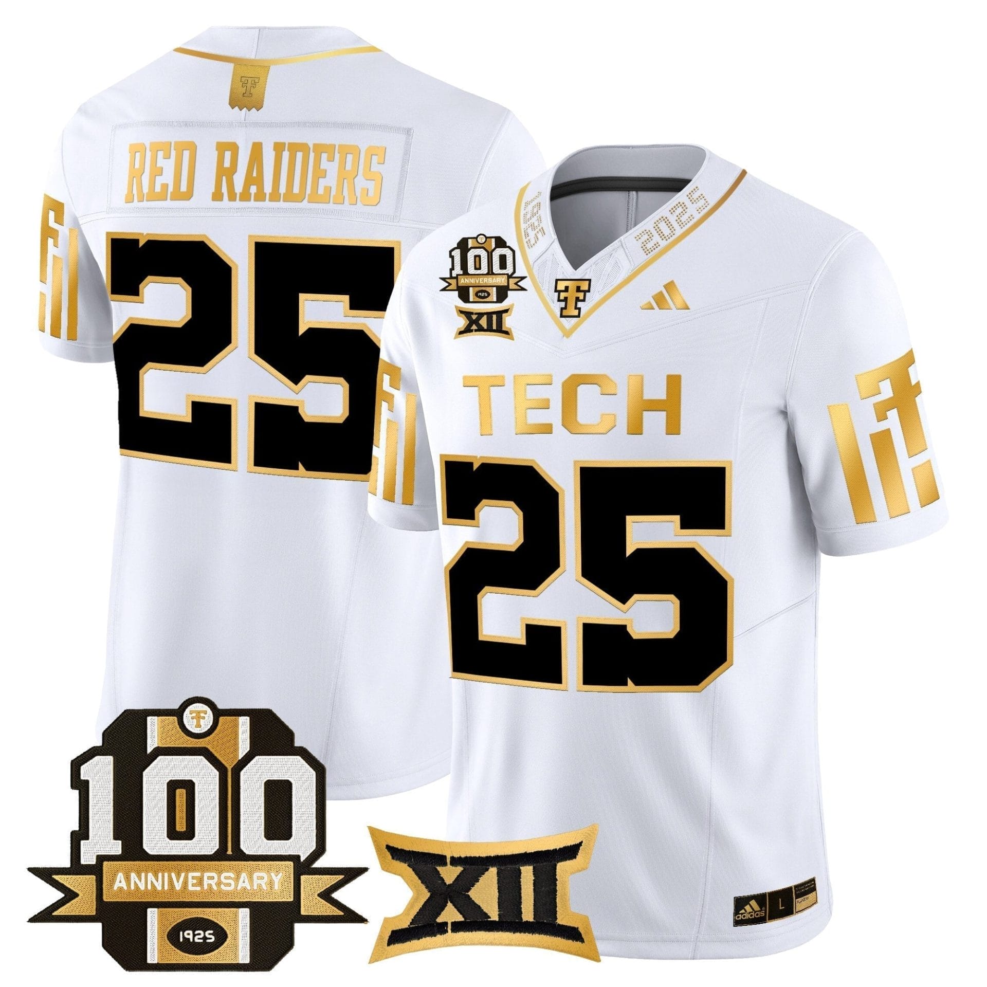Texas Tech Red Raiders 2025 Gold Vapor Limited Jersey - 100th Anniversary Patch - All Stitched - Image 30