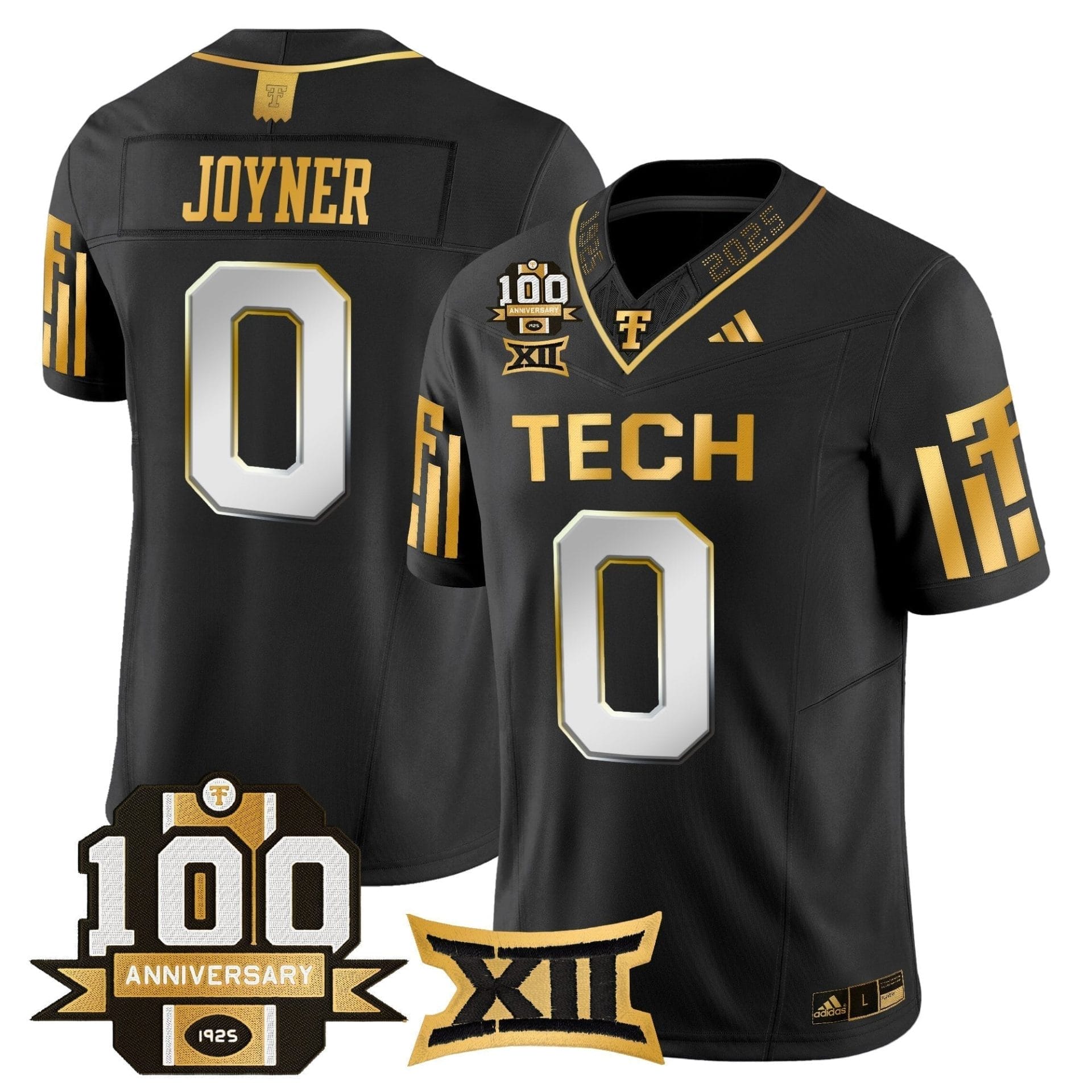 Texas Tech Red Raiders 2025 Gold Vapor Limited Jersey - 100th Anniversary Patch - All Stitched - Image 11