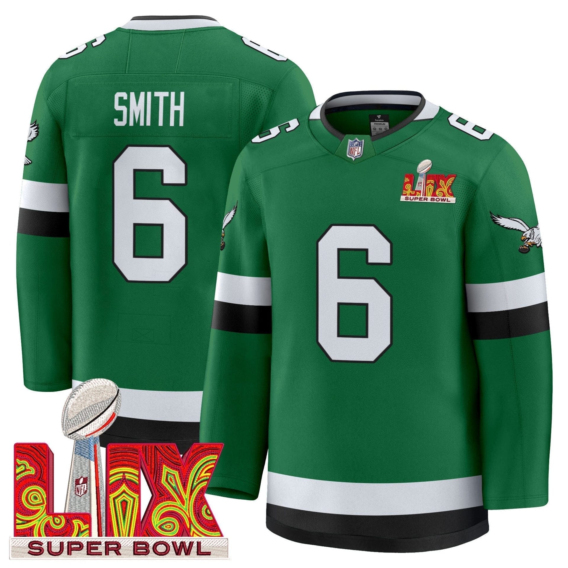 Eagles Kelly Green Hockey Premium Jersey V2 - All Stitched - Image 6