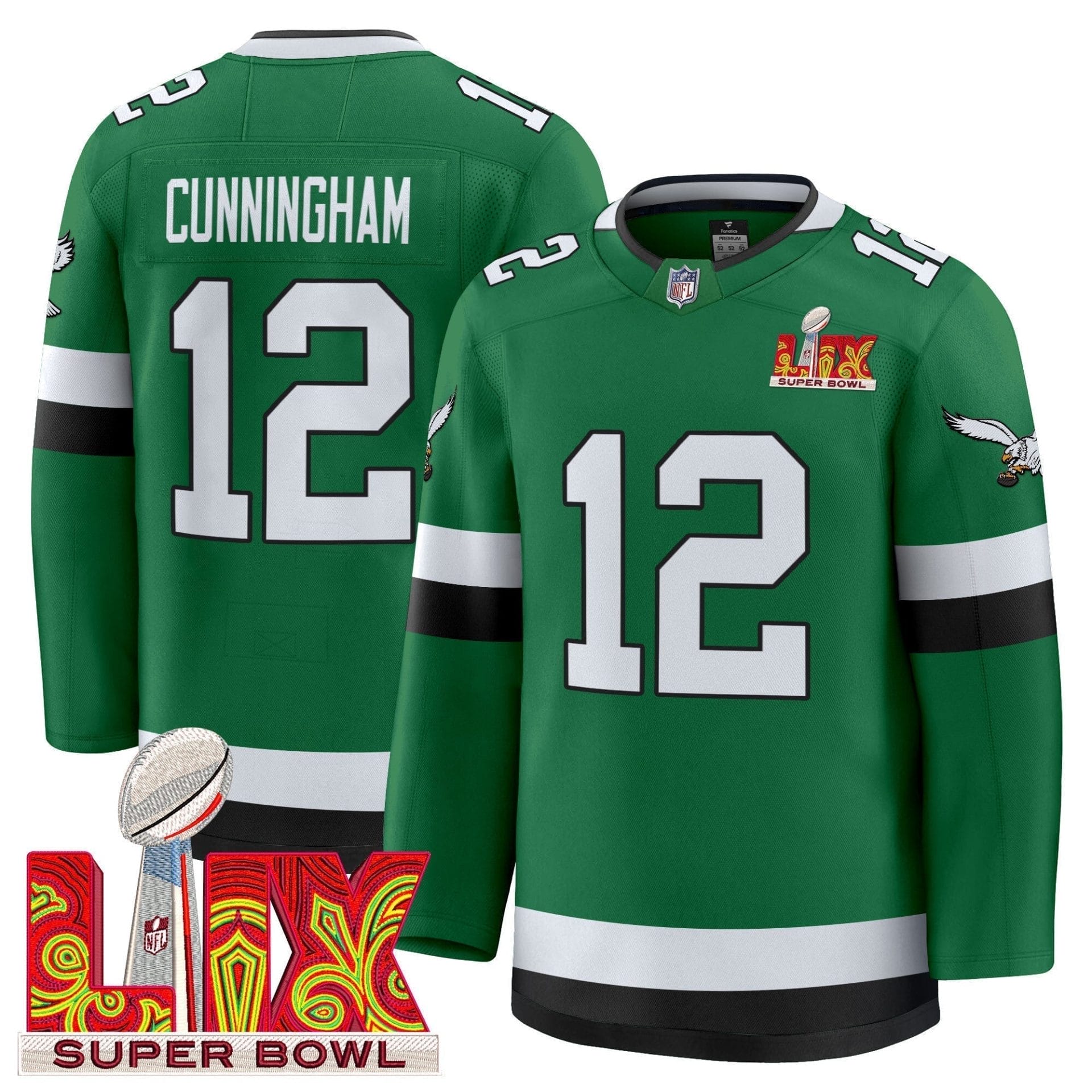 Eagles Kelly Green Hockey Premium Jersey V2 - All Stitched - Image 7