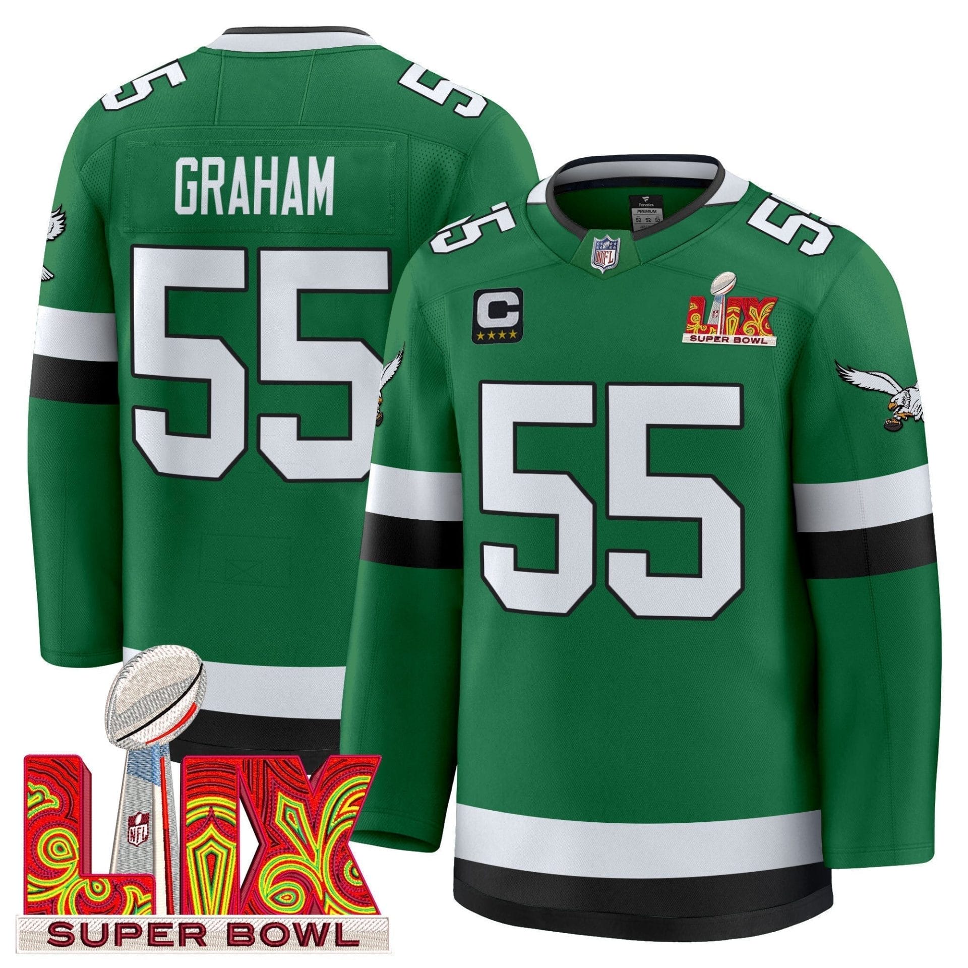Eagles Kelly Green Hockey Premium Jersey V2 - All Stitched - Image 8