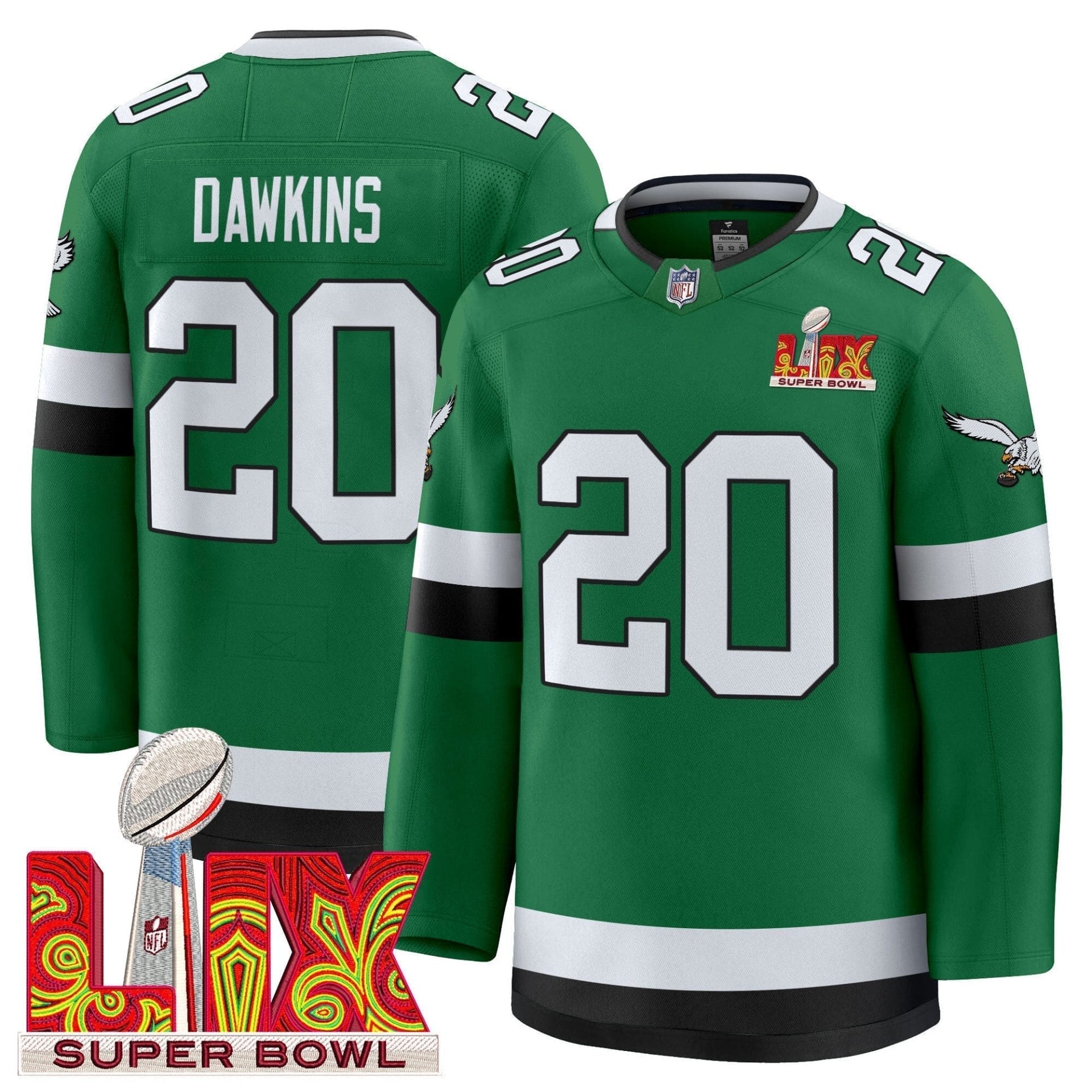 Eagles Kelly Green Hockey Premium Jersey V2 - All Stitched - Image 9
