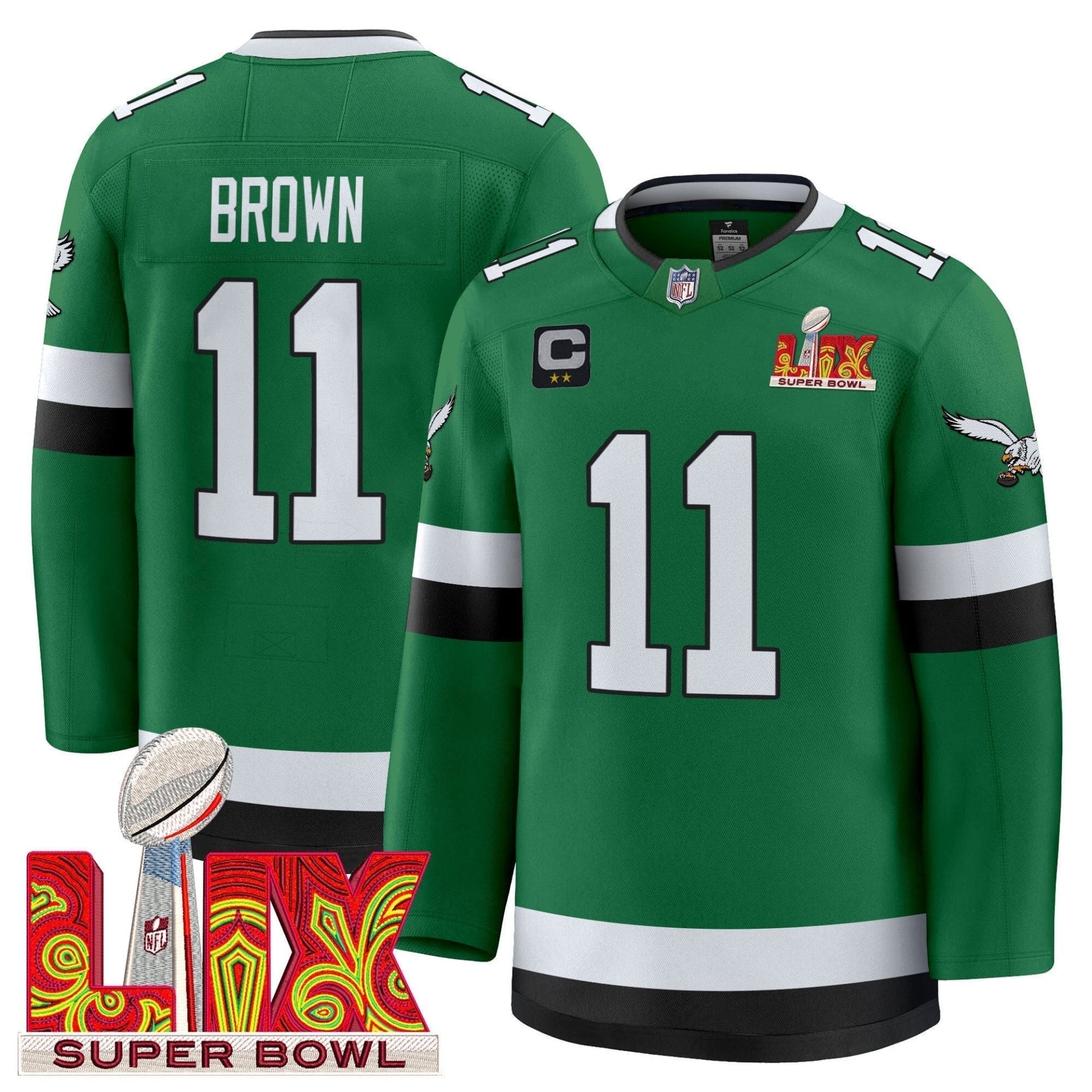 Eagles Kelly Green Hockey Premium Jersey V2 - All Stitched - Image 10