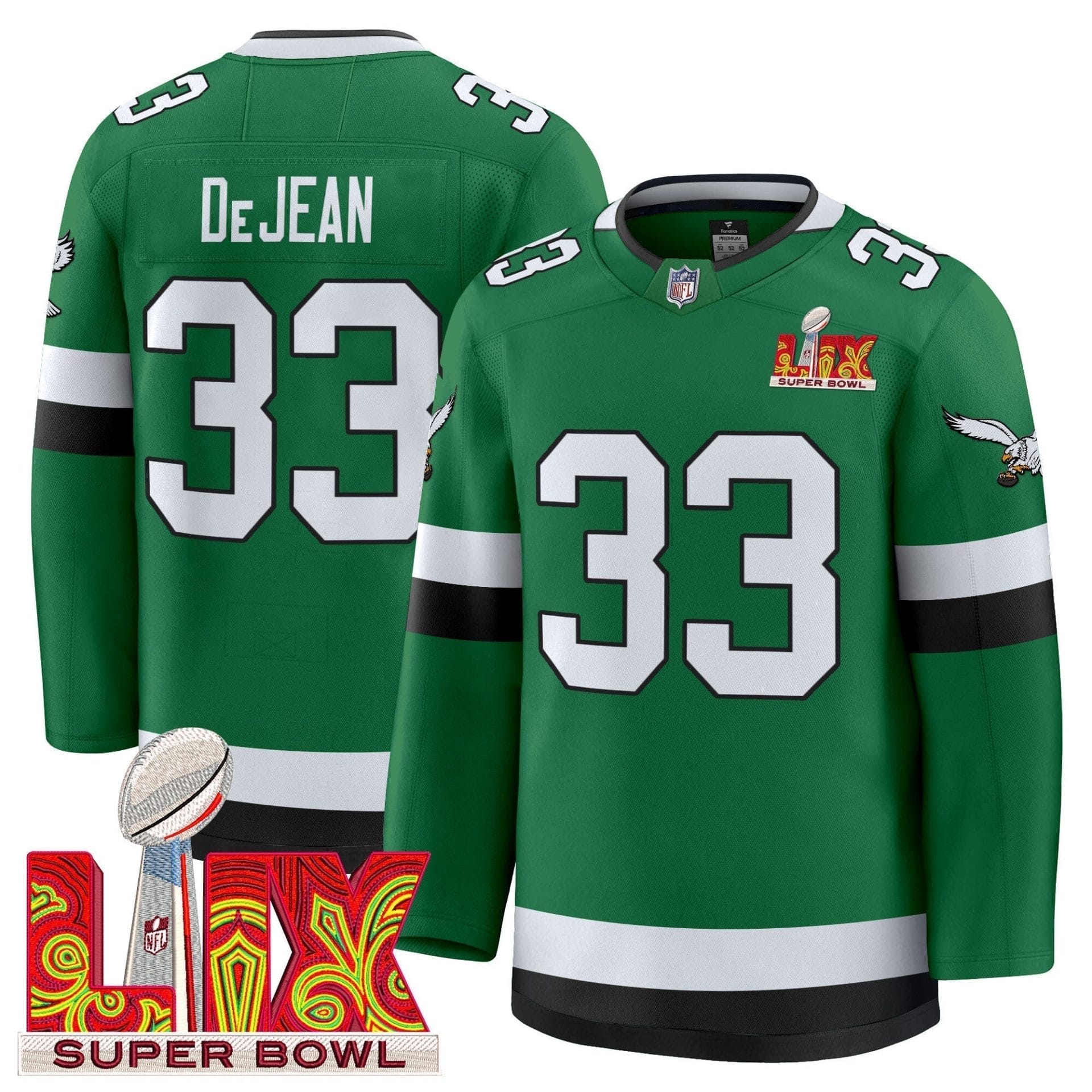 Eagles Kelly Green Hockey Premium Jersey V2 - All Stitched - Image 11