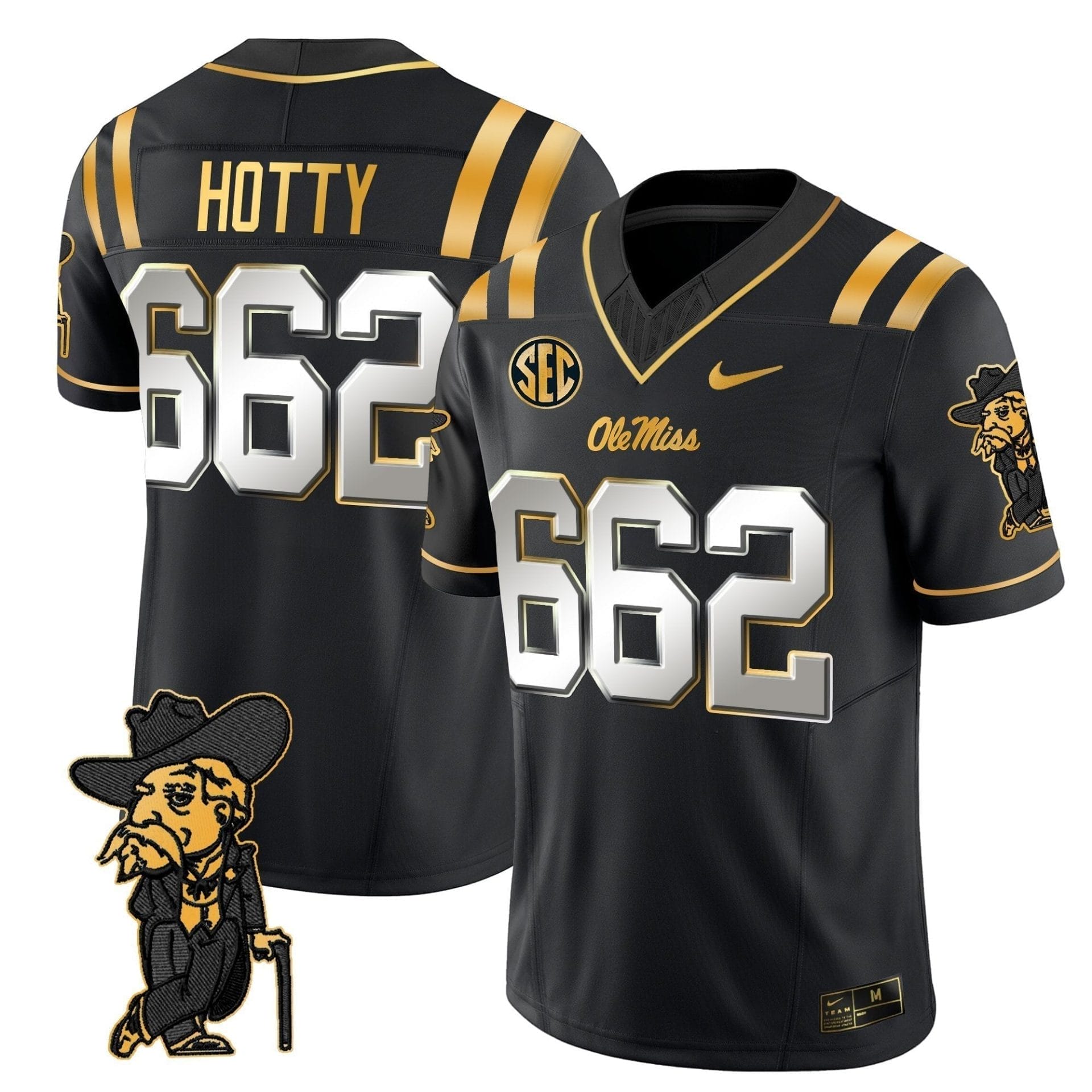 Men's Ole Miss Rebels 2025 Gold Vapor Limited Jersey - All Stitched - Image 12