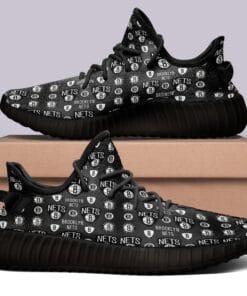 Brooklyn Nets NBA 350v Yeezy Sneakers Black For Men Women Fans