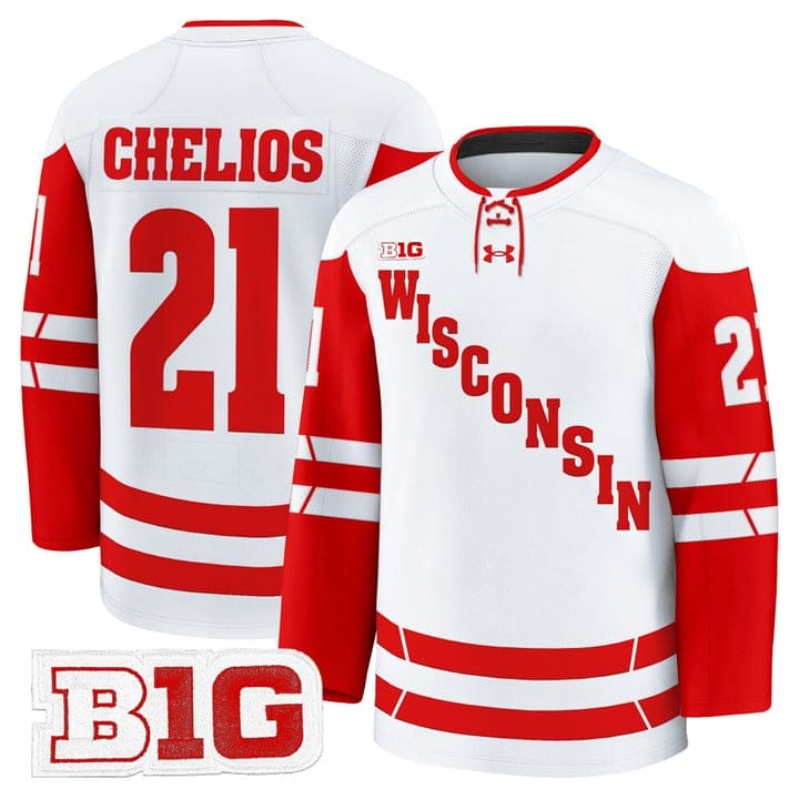 Chris Chelios Jersey #21 Wisconsin Badgers 2025-26 Premium Stitched - Image 2