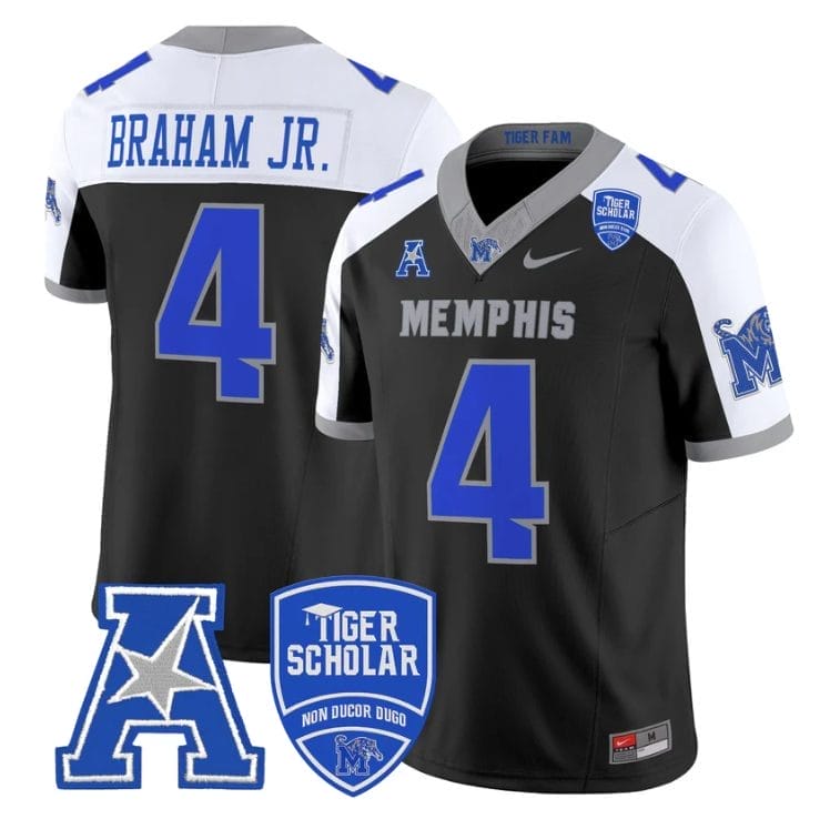 Cortez Braham Jr Jersey #4 Memphis Tigers 2025 Vapor Limited Stitched Black Alternate
