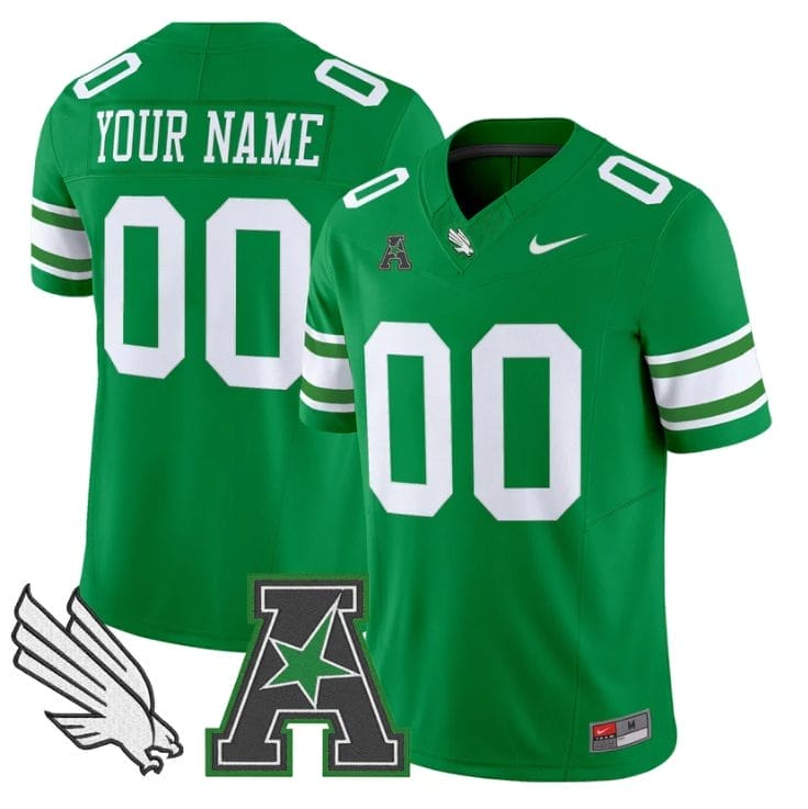Custom North Texas Mean Green Jersey 2025 Vapor Limited Stitched Green