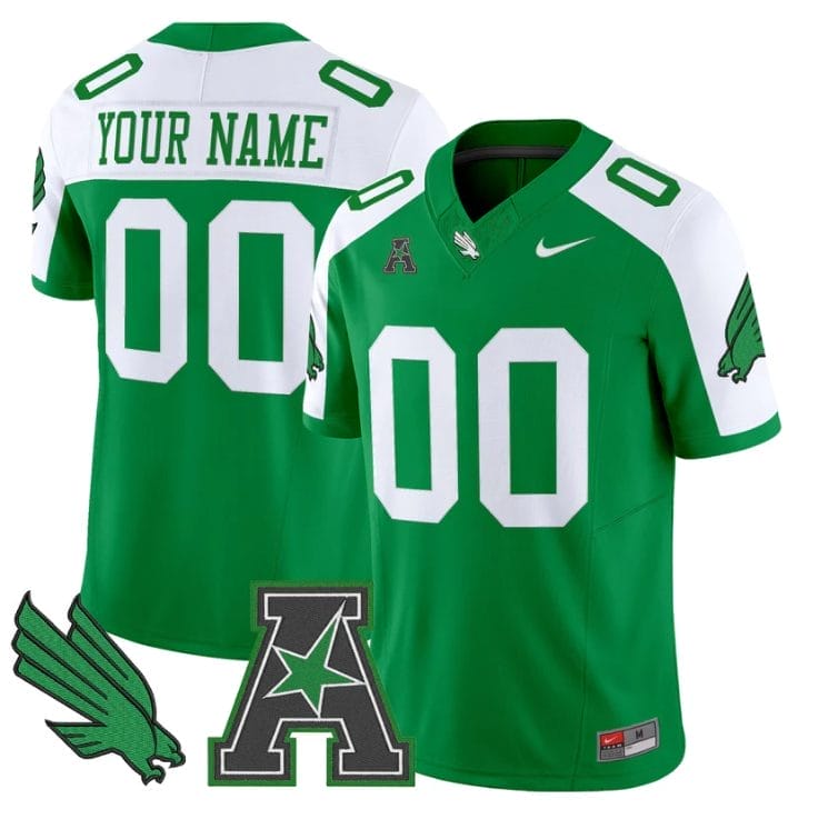 Custom North Texas Mean Green Jersey 2025 Vapor Limited Stitched Green Alter