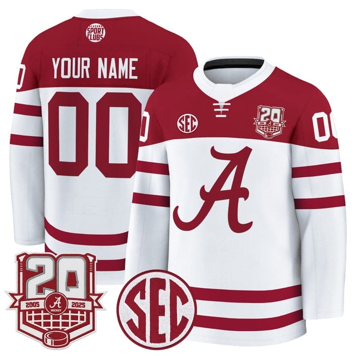 Custom Alabama Crimson Jersey 2025-26 Premium 20th Anniversary Patch Stitched - Image 2