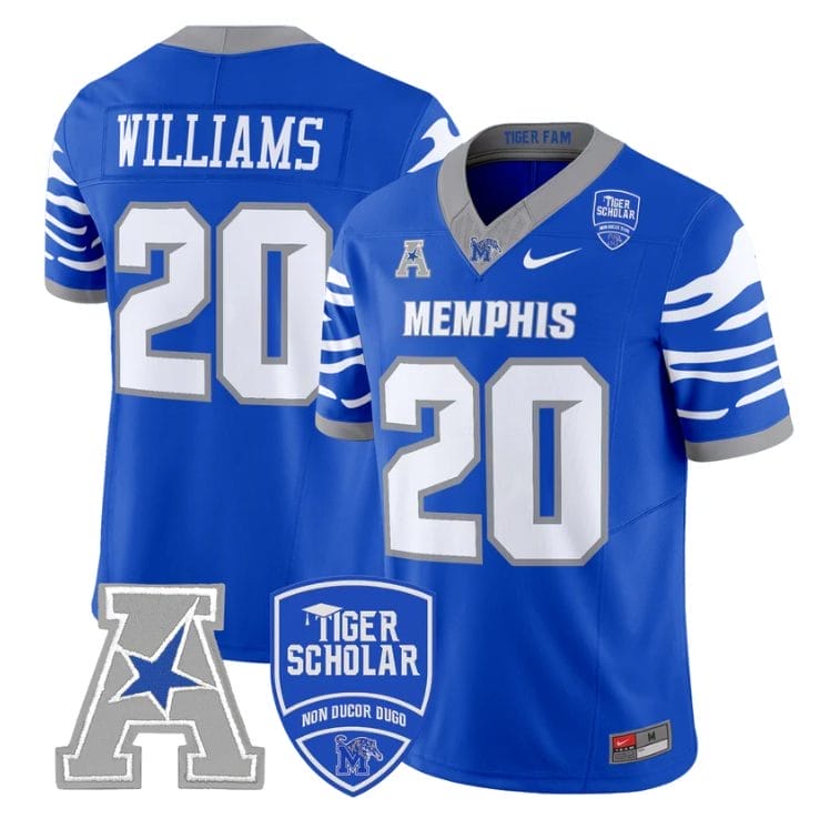 DeAngelo Williams Jersey #20 Memphis Tigers 2025 Vapor Limited Stitched Royal