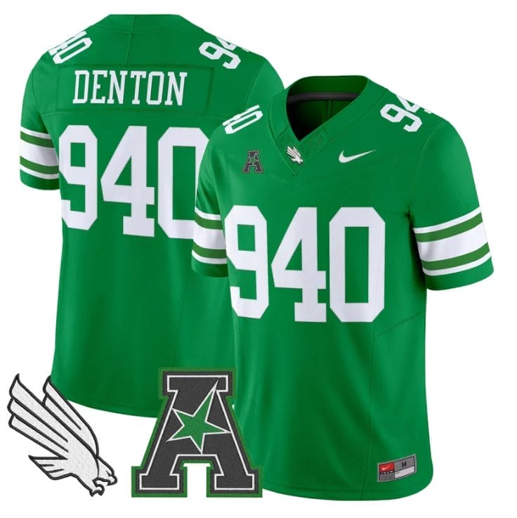 Denton Jersey #940 North Texas Mean Green 2025 Vapor Limited Stitched Green