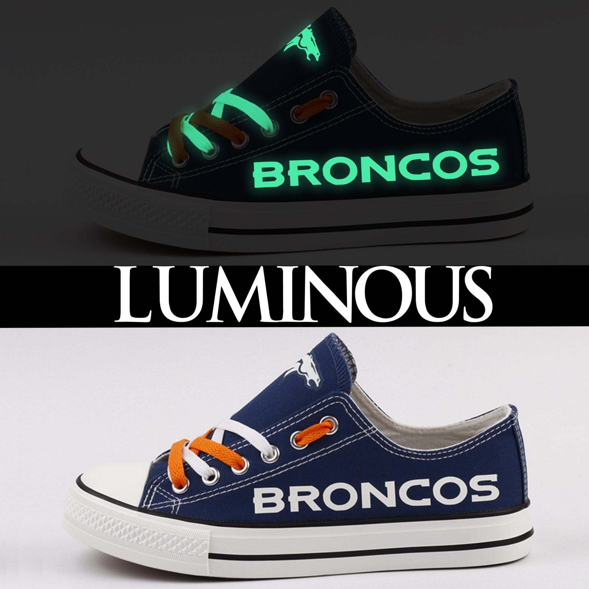 Denver Broncos Low Top Canvas Sport Sneakers Shoes For Men Women Fans - Image 4