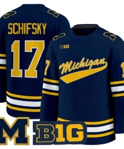 Alternative view of Garrett Schifsky Jersey #17 Michigan Wolverines 2025-26 Premium All Stitched