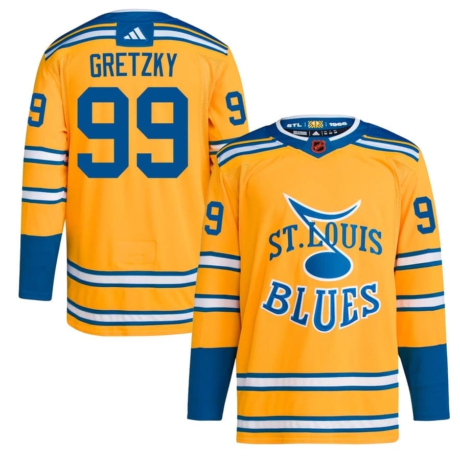 Gretzky Jersey #99 St Louis Blues Hockey Gold All Stitched