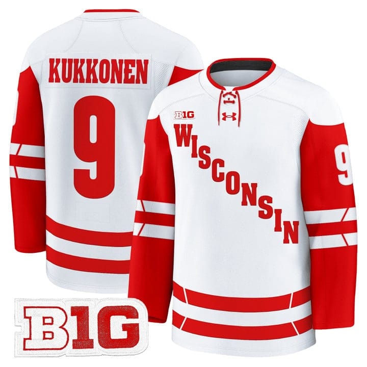 Kyle Kukkonen Jersey #9 Wisconsin Badgers 2025-26 Premium Stitched - Image 2