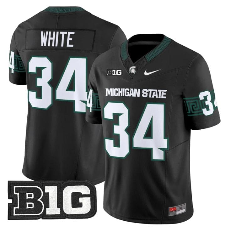 Lorenzo White Jersey #34 Michigan State Spartans 2025 Vapor Stitched Black