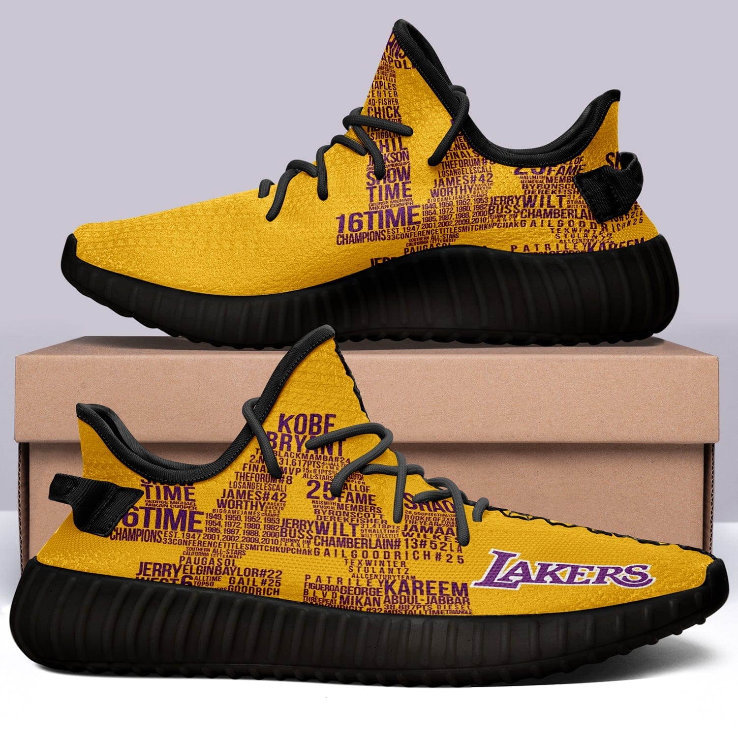 Los Angeles Lakers NBA 350v Yeezy Sneakers For Men Women Fans - Image 4