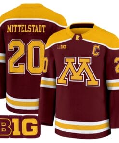 Alternative view of Luke Mittelstadt Jersey #20 Minnesota Golden Gophers 2025-26 Premium Stitched