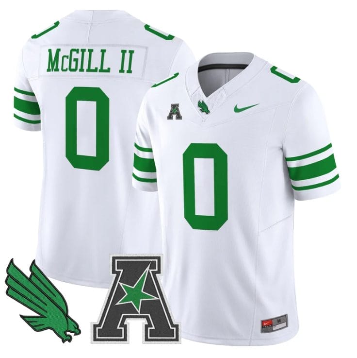 Makenzie McGill II Jersey #0 North Texas Mean Green 2025 Stitched White