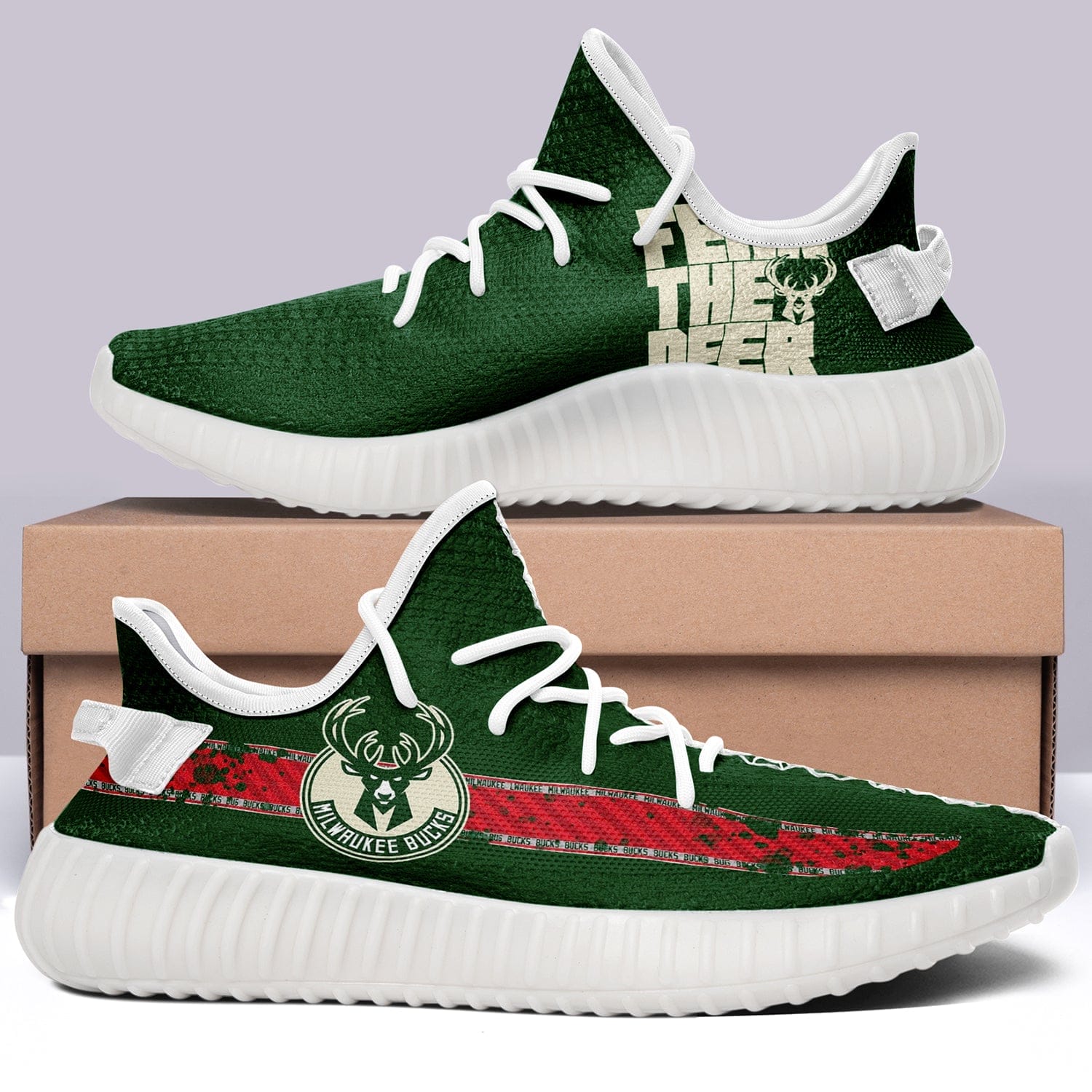 Milwaukee Bucks NBA 350v Yeezy Sneakers For Men Women Fans