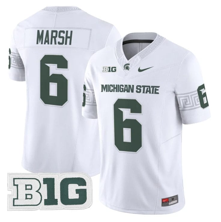Nick Marsh Jersey #6 Michigan State Spartans 2025 Vapor Stitched White