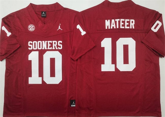 Oklahoma Sooners #10 John Mateer Jersey 2025 F.U.S.E. Football Stitched
