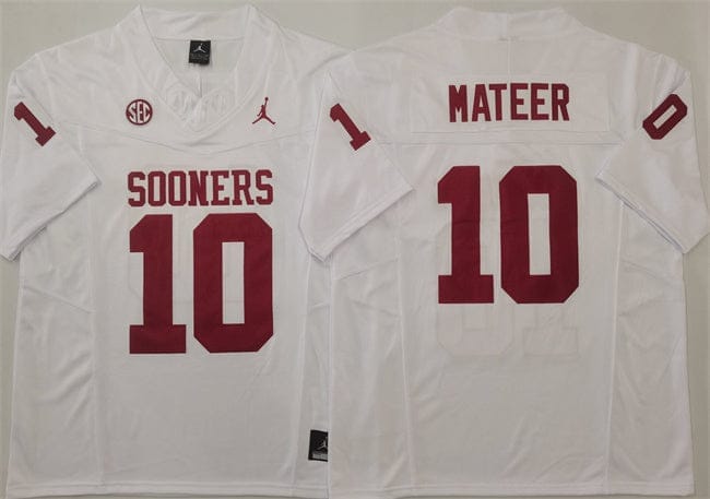 Oklahoma Sooners #10 John Mateer Jersey 2025 F.U.S.E. Football Stitched - Image 2