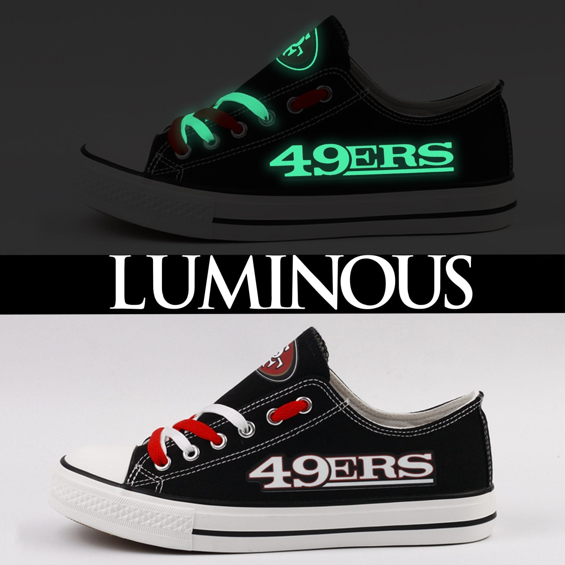 San Francisco 49ers Low Top Canvas Sport Sneakers Shoes For Men Women Fans - Image 3