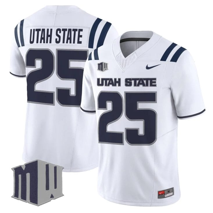 Utah State Jersey #25 Utah State Aggies 2025 Vapor Limited Stitched White