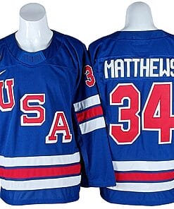 2026 Winter Olympics Team USA #34 Auston Matthews Blue Hockey Jersey Stitched