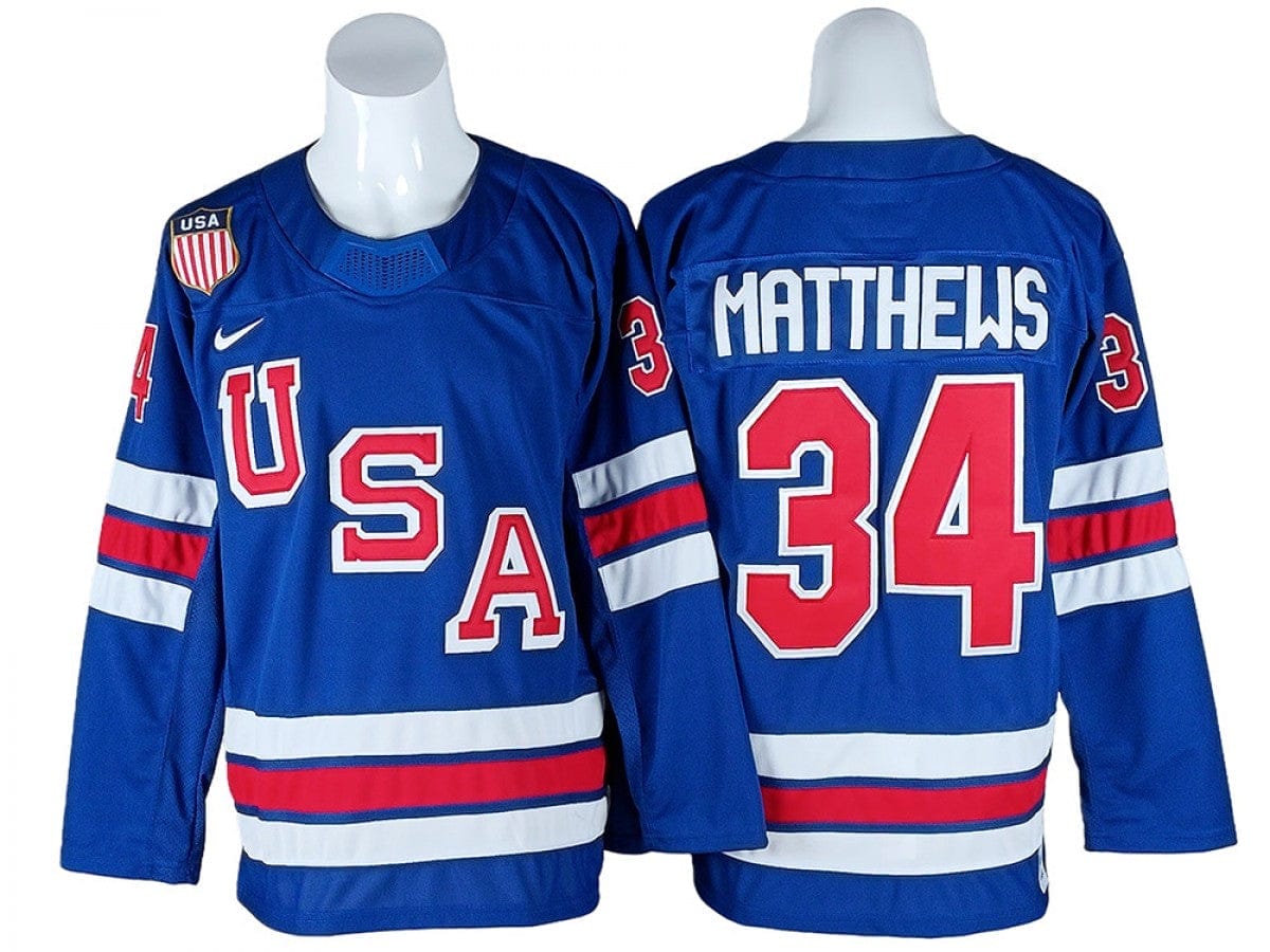 2026 Winter Olympics Team USA #34 Auston Matthews Blue Hockey Jersey Stitched