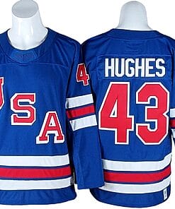 2026 Winter Olympics Team USA #43 Quinn Hughes Blue Hockey Jersey Stitched