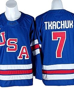 2026 Winter Olympics Team USA #7 Brady Tkachuk Blue Hockey Jersey Stitched