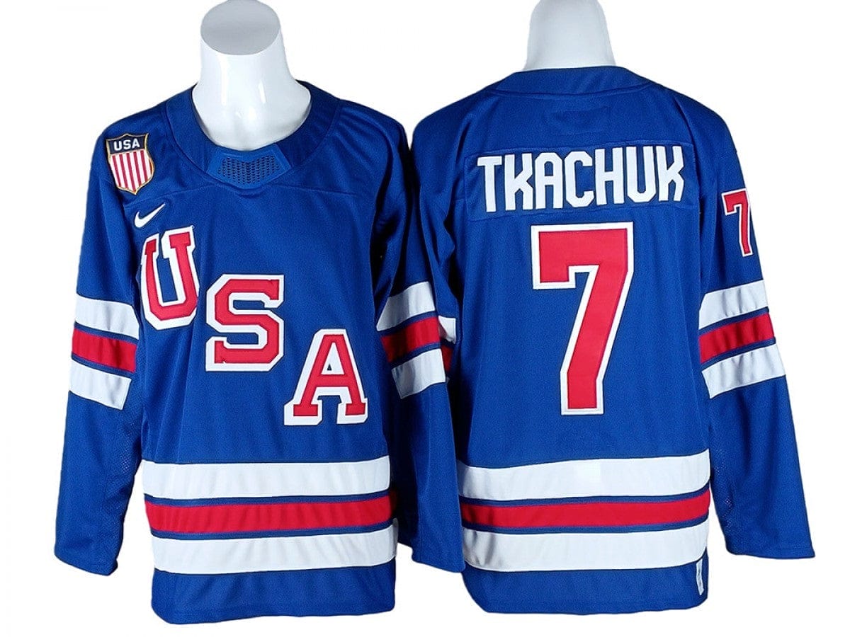 2026 Winter Olympics Team USA #7 Brady Tkachuk Blue Hockey Jersey Stitched
