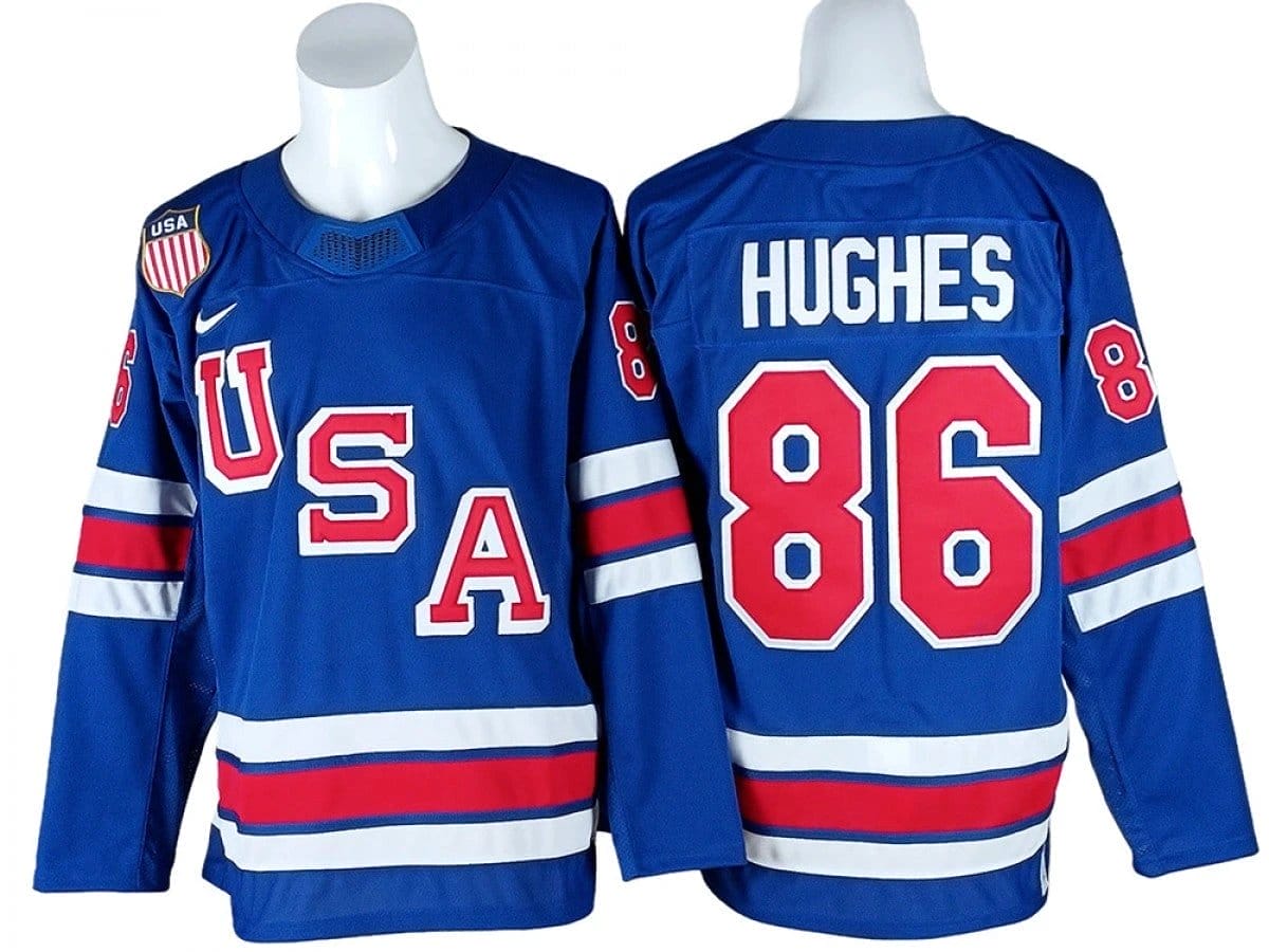 2026 Winter Olympics Team USA #86 Jack Hughes Blue Hockey Jersey