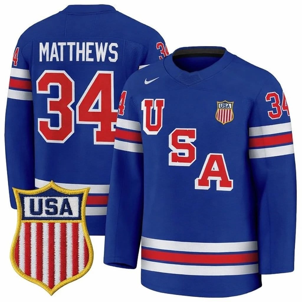 Auston Matthews Jersey #34 Team USA Winter Olympics 2026 Hockey Premium STITCHED Blue