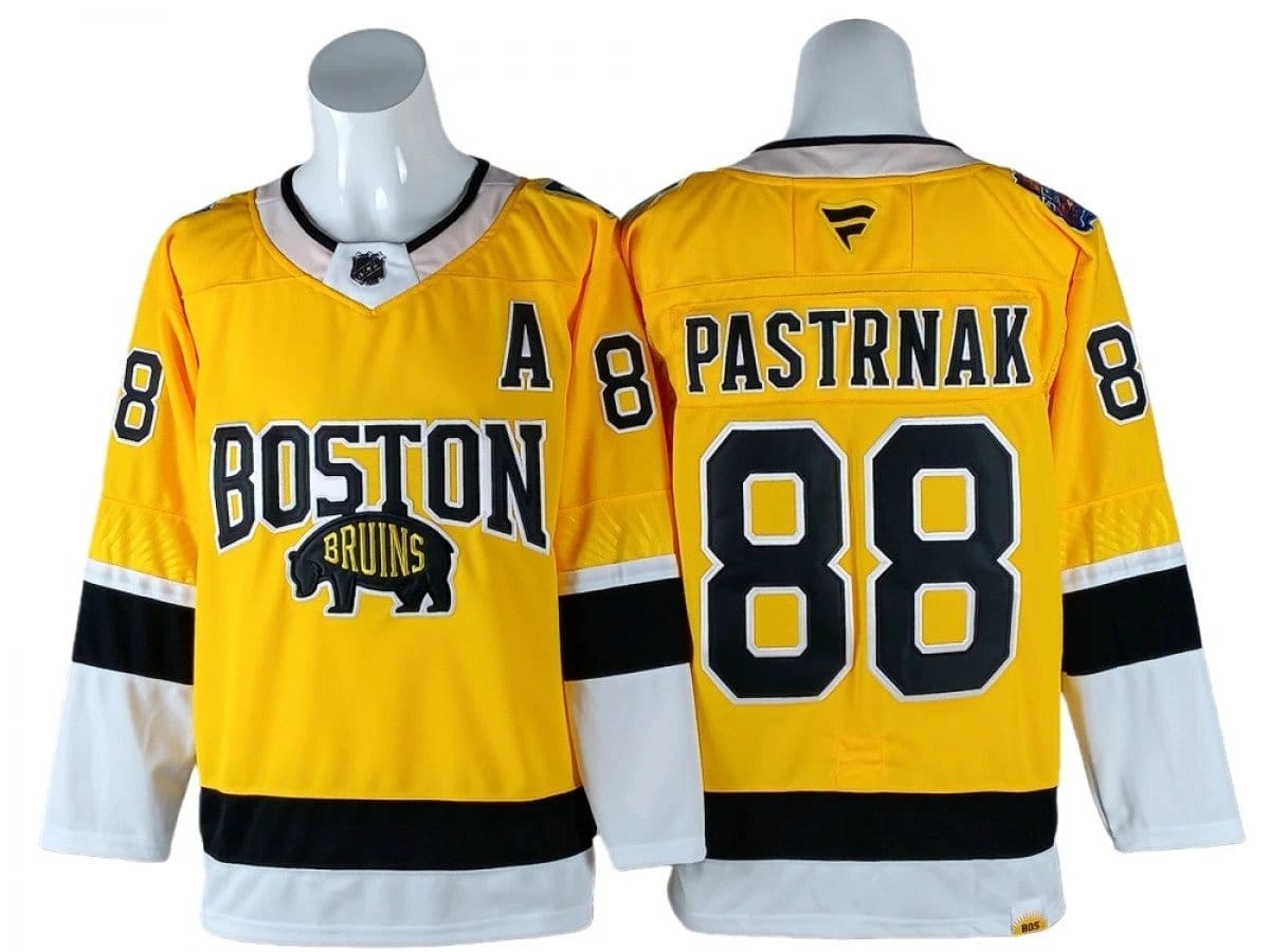 Boston Bruins #88 David Pastrnak Yellow 2026 Winter Classic Jersey